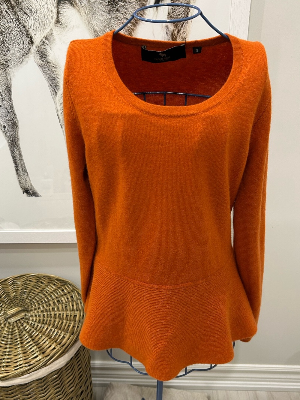 Black Goat Cashmere Women's peplum Sweater and matching skirt size small NWT